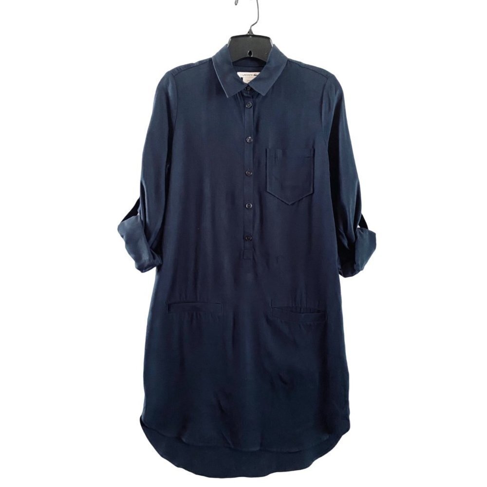 Lacoste Navy Blue Button Down Shirt Dress EU 36 US S